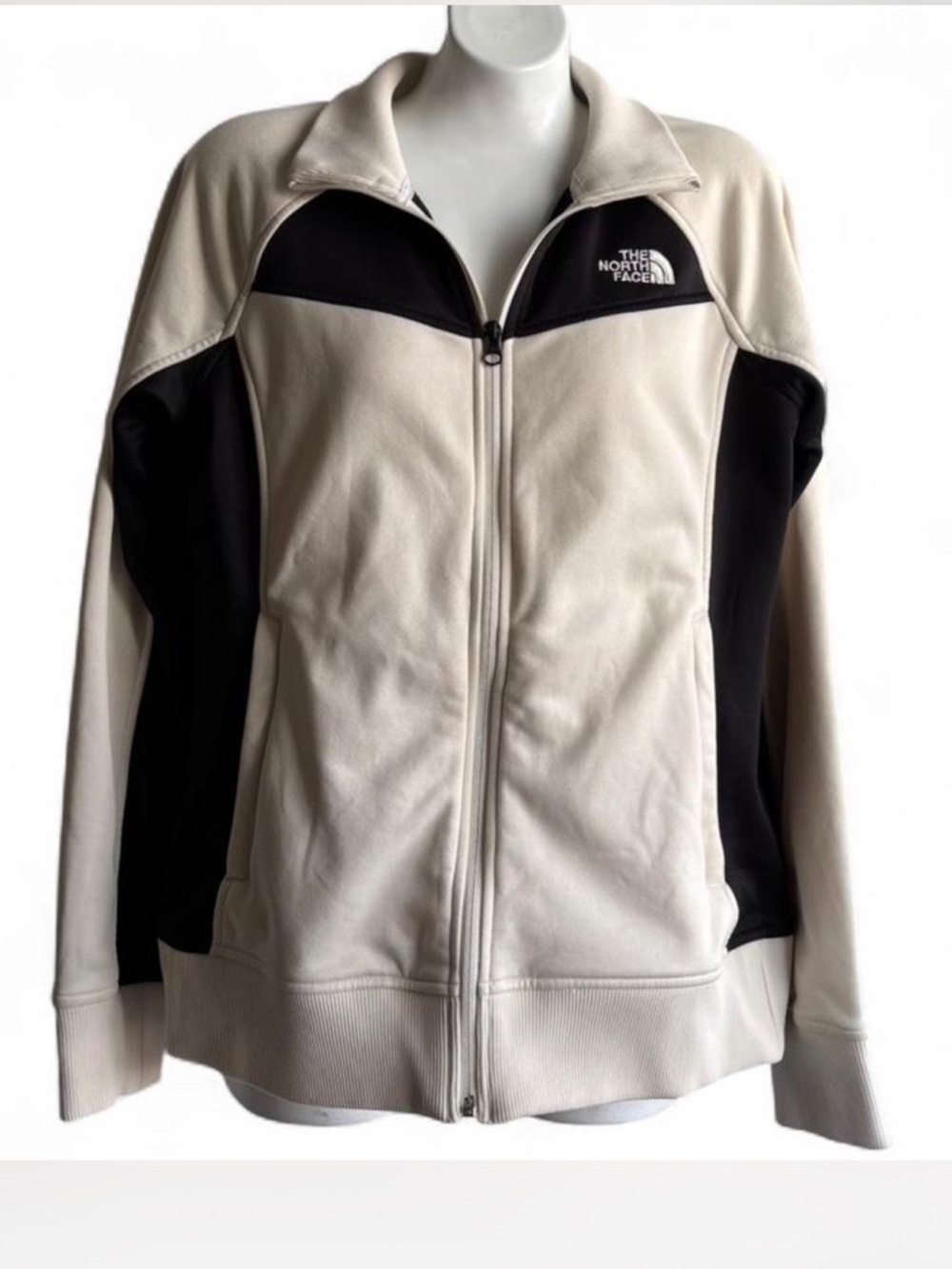 North Face White and Black Full-Zip Athletic Jacket